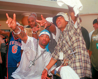 Rappers Method Man and Redman give big ups to God (inset).